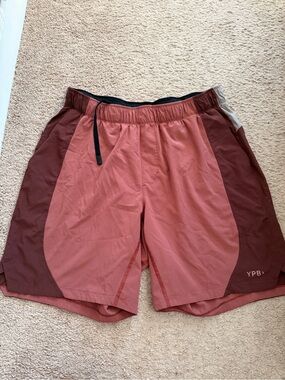 Men's Two-Tone Rust Athletic Short with Contrast Panels